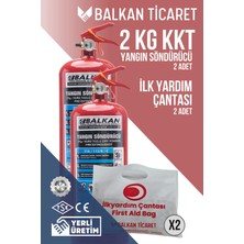Balkan Ticaret 2kg Tüvtürk Araç Yangın Tüpü 2 Adet Ilkyardım Seti Ruhsata Uygun 4 Yıllık Tse Hyb Ce Belgeli Kkt Abc