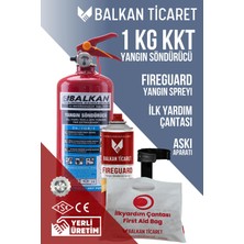 Balkan Ticaret Yangın Söndürme Tüpü 1kg Abc Askı Aparatı Fireguard Yangın Spreyi Ilkyardım Seti Ruhsata Uygun