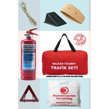 Balkan Ticaret Trafik Seti Reflektörlü Set 1 kg Yangın Tüpü Tek Reflektör 2 Adet Takozlu Ilkyardım Seti 4 Yıllık Ekonomik Set Yeni Yasaya Uyumlu
