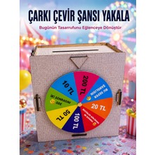 Epilons Çocuklar Için Eğlenceli Tasarruf Oyunu Şans Çarklı Ahşap Kumbara Para Biriktirme Kutusu