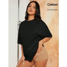 Mügerella Büyük Beden %100 Pamuk Oversize Kalıp Basic T-Shirt / Tişört