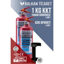 Balkan Ticaret 1kg Abc Yangın Tüpü 2 Adet Askı Aparatı Ruhsata Uygun 4 Yıllık Tse Hyb Ce Belgeli Kkt Abc