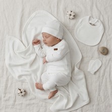 Bambik Fitilli Ribana Battaniyeli Yeni Doğan Hastane Çıkışı - 7'li Unisex Bebek Seti (Beyaz)