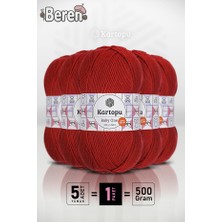 Kartopu Baby One - Ekru K129 - Kırmızı - 5'li Paket - 100GR/250M - Bebek Ipi - Anti Pilling Tüylenmez Ip