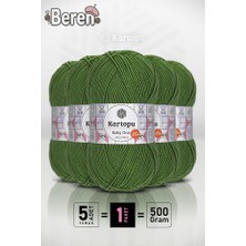 Kartopu Baby One - Ekru K1391 - Çam Yeşili - 5'li Paket - 100GR/250M - Bebek Ipi - Anti Pilling Tüylenmez Ip