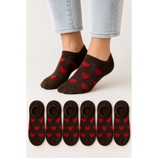 Ducks Socks Kadın Dikişsiz Soft Pamuk Kalp Desenli 6'lı Sneakers Çorap
