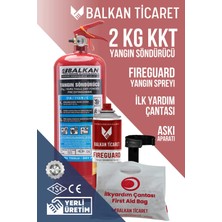 Balkan Ticaret Abc Yangın Söndürme Tüpü 2kg Askı Aparatı Fireguard Yangın Spreyi Ilkyardım Seti Ruhsata Uygun