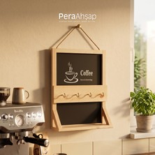Pera Wooden Nook Kara Tahtalı Kahve Köşesi Raflı Kupa Askılığı 30X40 cm