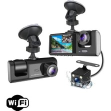 İlkyaz Fashion A98 Tipi Wifi Full Hd 3 Kameralı Araç Içi Güvenlik Kamerası Gece Görüşlü G Sensörlü