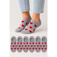 Ducks Socks Kadın Dikişsiz Soft Pamuk Kalp Desenli 6'lı Sneakers Çorap