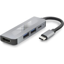 İlkyaz Fashion Type-C Combo Hub HDMI 4K USB 3.0 Pd 4 Port Gri HDX7840