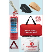 Balkan Ticaret Trafik Seti Muayene Seti 2kg Yangın Tüpü Reflektörlü Takoz 2 Adet Ilkyardım Seti Xl 4 Yıllık