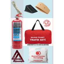 Balkan Ticaret Trafik Seti Yangın Tüplü 2kg Yangın Tüpü Reflektör 2 Adet Takozlu Ilkyardım Seti 4 Yıllık