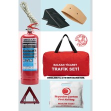 Balkan Ticaret Trafik Seti Lüks Çantalı 2kg Yangın Tüpü Reflektörlü Takoz 2 Adet Ilkyardım Seti 4 Yıllık