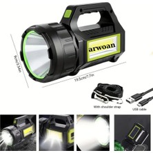 Artwork Anatolia PS-T95 30W Uzun Menzilli Solar Panelli Powerbank+Usb Çıkış S.o.s Lu Ultra Güçlü Ledli Şarjlı Feneri