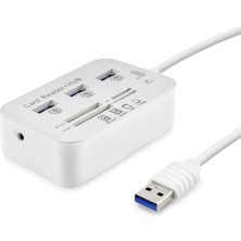 İlkyaz Fashion USB 3.0 Hub Kart Okuyucu 7 Port 5 Gbps Beyaz HDX7028