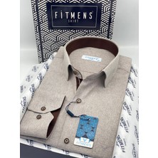 Fitmens Klasik Uzun Kol Keten Cotton Hediye Kutulu Erkek Gömlek FS-001261 - Bej