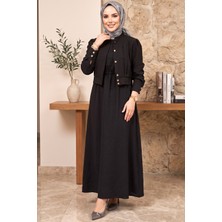 Hadiora Siyah Ceketli Takım Modern Kesim Tesettür Elbise