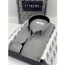 Fitmens Klasik Uzun Kol Ince Çizgili Cepli Hediye Kutulu Erkek Gömlek FS-003317 - Beyaz Siyah