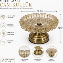 Hediye Fikri Metal Ayaklı Cam Küllük Dekoratif Şık Tasarım 19X12 cm