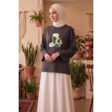 İlkimay.com Baskılı Tunik 1739 - Antrasit