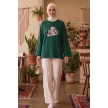 İlkimay.com Baskılı Tunik 1739 - Zümrüt Yeşili
