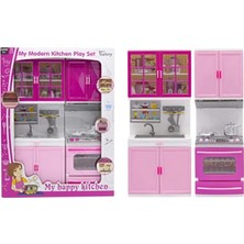 Scntoys Oyuncak 2'li Fırın ve Mutfak Tezgahı ve Dolabı Oyuncak Mutfak Seti Lavabo Oyuncak Evcilik Seti