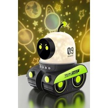 Mudanis Robot Projeksiyon Gece Lambası Hoparlörlü Şarjlı Yıldızlı Gökyüzü Temalı LED Projeksiyon Lambası