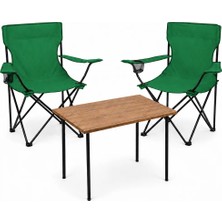 Trendinyeri 2 Sandalyeli Katlanır Kamp Masa Sandalye Seti 60X45 cm 3 Parça