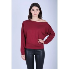 Venilife Kadın Bir Omuz Düşük Rahat Kesim Kayık Yaka Sweatshirt