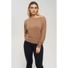 Venilife Kadın Bir Omuz Düşük Rahat Kesim Kayık Yaka Sweatshirt