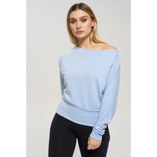Venilife Kadın Bir Omuz Düşük Rahat Kesim Kayık Yaka Sweatshirt