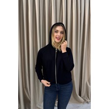 Venilife Kadın Rahat Kesim Fermuarlı Kapüşonlu Sweatshirt