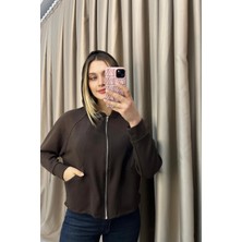 Venilife Kadın Rahat Kesim Fermuarlı Kapüşonlu Sweatshirt