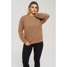 Venilife Kadın Bisiklet Yaka Ribanalı Rahat Kesim Basic Sweatshirt