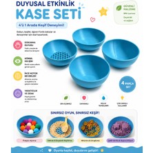 Major Hobi 4lü Duyusal Oyun Kasesi Seti 85 mm Montessori Etkinlik Kabı Duyu ve Ayıklama Kasesi Mavi