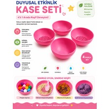 Major Hobi 4lü Duyusal Oyun Kasesi Seti 85 mm Montessori Etkinlik Kabı Duyu ve Ayıklama Kasesi Pembe