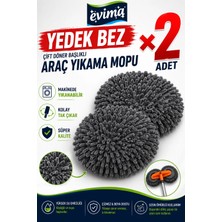 Evima Çift Döner Araç Yıkama Mopu Yedek Mikrofiber Bez 2'li Paket