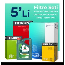 Filtron  Ford Fiesta 1.4 Dizel Filtre Bakım Seti Cast Rol Motor Yağlı  (2002-2008) 5 Li
