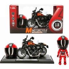 PopŞeker 1:14 Sesli ve Işıklı Harley Die-Cast Çek Bırak Metal Motosiklet (Kask ve Stantlı)