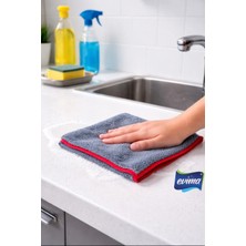 Evima (2 Adet) Mutfak-Banyo ve Genel Temizlik Için Güçlü Su Emme Özellikli Kırmızı Dikişli Bez