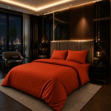Karden Flower Aurelia Linea Kiremit %100 Pamuk Saten Çizgili Tek Kişilik Nevresim Takımı
