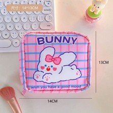 SYN Kawaii Rabbit Tavşan Desenli Hijyenik Ped Çantası | Organizeri | Makyaj & Kozmetik Saklama Çantası | Fermuarlı Mini Düzenleyici