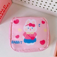 SYN Kawaii Rabbit Tavşan Desenli Hijyenik Ped Çantası | Organizeri | Makyaj & Kozmetik Saklama Çantası | Fermuarlı Mini Düzenleyici