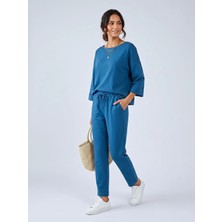 Farren Düşük Omuz Örme Bluz ve Jogger Ikili Takım