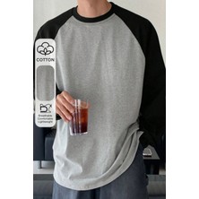 Tarz Cool Erkek Reglan Kol Uzun Kollu Basic Tişört Süprem %100 Cotton Bisiklet Yaka Rahat Kalıp