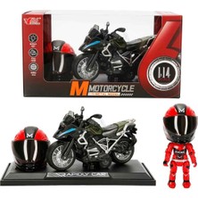 PopŞeker 1:14 Sesli ve Işıklı Bmw Off-Road Die-Cast Çek Bırak Metal Motosiklet (Kask ve Stantlı)