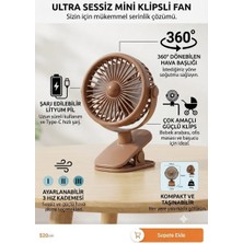 Segy Home Mandallı Masa Üstü Mini Fan - 360° Dönebilen Taşınabilir Şarjlı Masaüstü Vantilatör Sessiz Taşınabilir Masa Üstü Fan