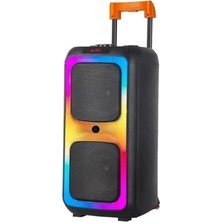 Tech Butiq Taşınabilir Büyük Boy Rgb Işıklı Kablosuz Mikrofonlu Hoparlör, Siyah Renk Seçeneği