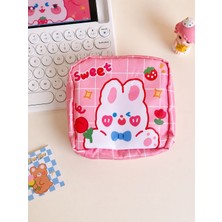 SYN Kawaii Rabbit Tavşan Desenli Hijyenik Ped Çantası | Organizeri | Makyaj & Kozmetik Saklama Çantası | Fermuarlı Mini Düzenleyici